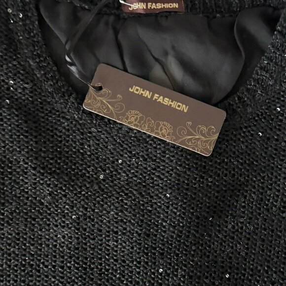 NWT Tunic Sweater Sz. L Black Knit Bows Layered Sequin Whimsigoth Gothic Witch - Picture 4 of 11